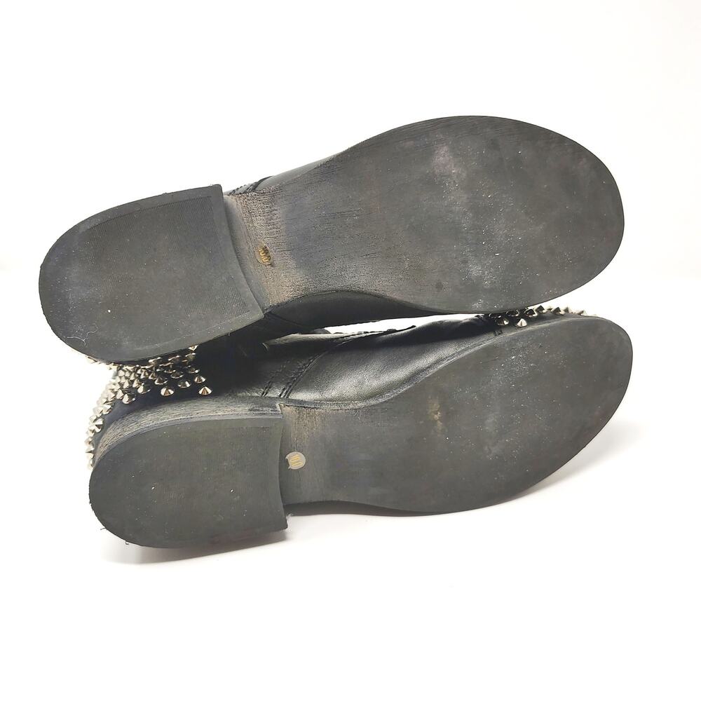 Steve Madden Womens 10 Shoes Tarnney Boots Studded Zip Lace Up Combat Moto Black - Picture 8 of 10